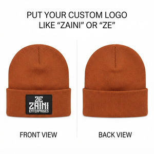 Gorro de Invierno ZAINI ZI-380, Tejido a Máquina, 100% Acrílico, Unisex, Talla Adulto, Color Naranja con Detalle Bordado - Product Image 1