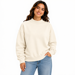 Sweat-shirt décontracté tendance pour femme, coupe oversize à épaules tombantes, col montant, tailles et couleurs personnalisables, service OEM - Product Image 4