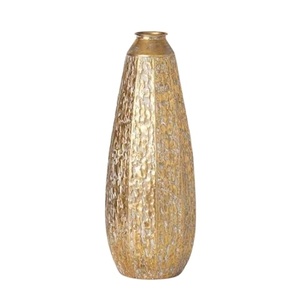 Vase à fleurs en aluminium de style moulé, grand, avec base métallique et accents dorés, design moderne, fait main, écologique, pour table de mariage - Product Image 1