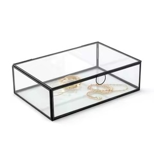Exclusive Metal & Glass Jewelry <b>Box</b> Luxury <b>Trinket</b> Organizer for Rings Earrings Necklace Bracelet Vanity Dresser Decor - Product Image 1