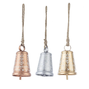 Campanas Navideñas Doradas con Recorte de Estrella, Campanas de Metal Rústicas Vintage, Decoración Colgante con Cuerda de Yute en Venta - Product Image 4