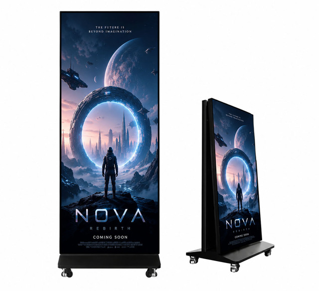 Indoor P1.86 HD Billboard Fold Poster Mirror LED Display WIFI Mobile Digital Signage LED Screen