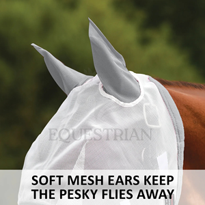 อุปกรณ์ขี่ม้า หน้ากากกันแมลงวันสำหรับม้าพร้อมที่ครอบหู (วัสดุตาข่าย) อุปกรณ์ป้องกันสำหรับขี่ม้าแบบปรับแต่งได้ สำหรับการฝึกขี่และการใช้งานกลางแจ้ง - Product Image 4