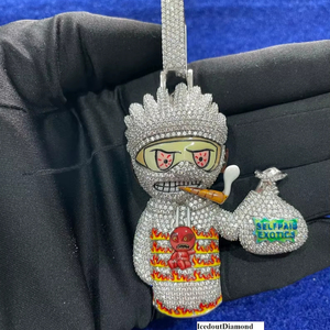 Colgante 3D personalizado de moissanita VVS con incrustaciones de esmalte, en plata S925, pasa el test de diamante, joyería para rapero, dije 3D personalizado en plata - Product Image 1