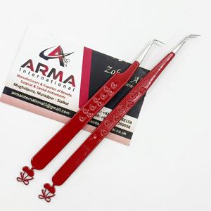 Pinzas para Extensión de Pestañas de 45 y 90 Grados, Rojas, Brillantes, Lisas, de Acero Inoxidable Sostenible, Antimagnéticas y Duraderas, Gran Venta - Product Image 1