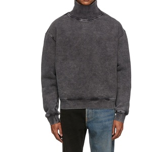 Sudadera Oversize de Cuello Redondo para Hombre, 100% Algodón French Terry Lavado, Estilo Casual, Color Liso, Ajuste Regular, Ropa Urbana de Invierno - Product Image 1
