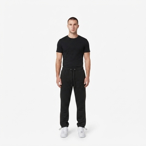 Custom OEM Men's 100% Cotton 280GSM Breathable Sustainable Garment-washed Streetwear Sweatpants Contrast Side Stripe Drawcord - Product Image 1
