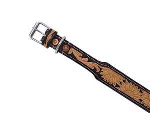 Handmade Western Leather <b>Dog</b> <b>Collar</b> Sunflower Pattern Buckle Closure Durable All Season Use Classic Style - Product Image 4