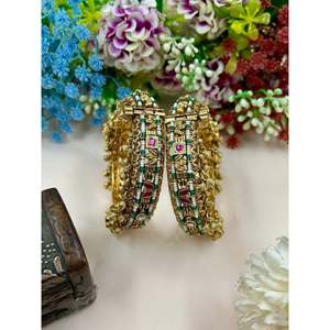 Fashion Beaded Bracelets-Nisha Premium Chorski Bangles Openable Indian Ethnic Artificial Jewellery - Product Image 1