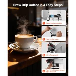 Cafetera Eléctrica Comercial de Goteo, 16-17 Tazas, Jarra Térmica de 2.5L, Cafetera de Acero Inoxidable, Llenado Automático de Agua, 4 Horas de Preparación - Product Image 5