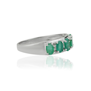 Women's Stunning 925 Solid Sterling <b>Silver</b> Natural <b>Emerald</b> Five Stone Band <b>Ring</b> Party & Everyday Wear Fine Jewelry - Product Image 5