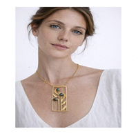 Collier pendentif en laiton plaqué or 18 carats avec améthyste, motif végétal, chaîne serpent, 18 pouces, classique pour femme, usage quotidien, naturel