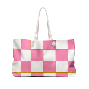 Pink and White Striped Weekender Bag Beach Tote Vacation Essentials Travel Carryall Large Capacity <b>Summer</b> Womens <b>Handbag</b> Gift - Product Image 2