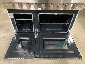 Cuisinière autonome à 6 brûleurs de 48 pouces avec double four, en acier inoxydable, gaz et électrique, appareil de cuisine - Product Image 1