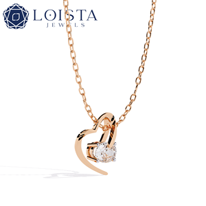 Pendentif Cœur en Or Blanc pour Femme LOISTA avec Diamant Naturel Rond Brillant Certifié GIA, Bijou Romantique de Fiançailles - Product Image 4