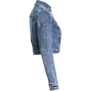 Veste en jean pour femme avec logo personnalisé imprimé, look élégant, manches longues, style poche, veste en jean pour femme - Product Image 4
