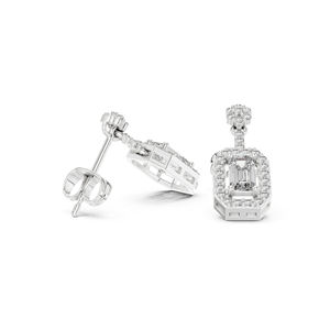 Boucles d'oreilles de fiançailles en or jaune 14 carats avec diamants de laboratoire ronds et ovales pour femmes |   Nouveau diamant cultivé - Product Image 5