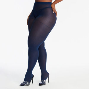 Leggings tricotés sans couture bleu marine taille haute pour femme, couleur unie, style basique, opaques, extensibles, vente en gros - Product Image 3
