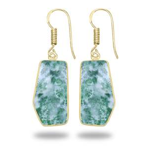 Pendientes de Alta Calidad con Engaste Grande, Ágata Natural en Forma de Árbol, Diseño de Moda con Baño de Oro de 18K - Product Image 4