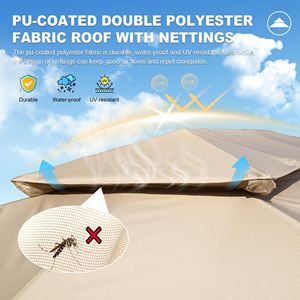 Carpa de Jardín de 10x14 Pies con Estructura Metálica Resistente, Doble Techo, Cortinas de Privacidad y Mosquiteras - Product Image 2