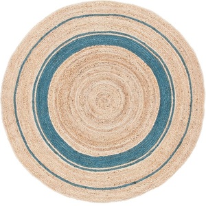 Alfombra Redonda de Yute Natural Hecha a Mano, Diseño Geométrico, Estilo Bohemio, Pelo Corto, Ecológica, Decoración para Sala de Estar - Product Image 6