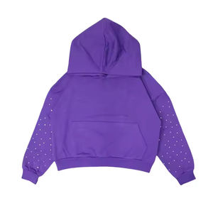 Sudadera con capucha personalizada morada con pedrería, sudadera con brillo para hombre, chándal unisex de talla grande - Product Image 1