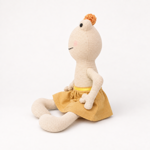 Muñeco de Trapo de Rana Bordado a Mano en Tela de Algodón, Peluche Suave de 11 cm, Personalizado con Falda Amarilla y Pompón Naranja - Product Image 2