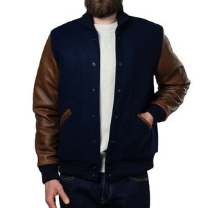 Premium Wool Chenille Embroidery Varsity Jackets Men Vintage Leather Sleeves Regular Plus Size with Logo - Product Image 5