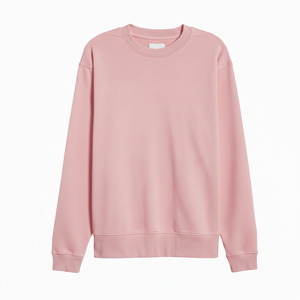Sweat-shirt unisexe à col rond en molleton surdimensionné, rose uni, décontracté, tricoté, manches longues, coupe classique, pour l'automne - Product Image 1