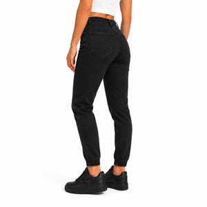 Factory Price Womens <b>Denim</b> Jeans Elastic Drawstring Waist Cuffed Ankle <b>Stretch</b> <b>Denim</b> Jogger Pants Plain Casual <b>Denim</b> Jeans - Product Image 6