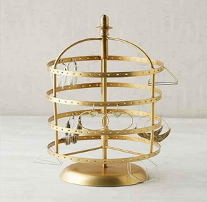 Antique brass <b>bird</b> topper rotating multi-tier earring holder display <b>stand</b> organizer, available at wholesale prices. - Product Image 3