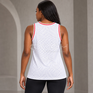 Cosh International Sorority Sisterhood White <b>Mesh</b> Basketball Tank <b>Top</b> Round Neck Sleeveless Breathable Polyester Jersey Unisex - Product Image 5