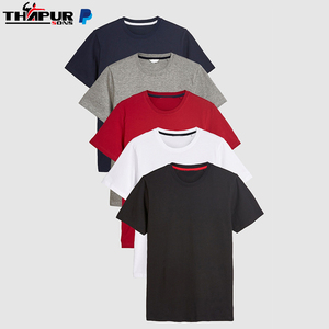 T-shirt en jersey de coton à manches courtes et col rond pour homme, coupe classique, couleur unie, respirant, design simple, logo personnalisable sur le devant - Product Image 6