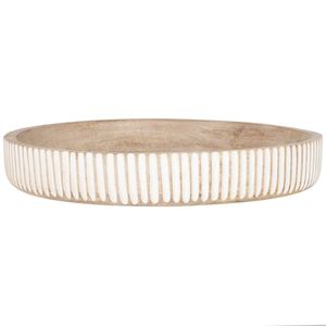 Classic mango wood circular <b>tray</b> with natural grain finish ideal for serving <b>snacks</b> beverages breakfast home decor - Product Image 6