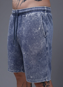 Custom Logo Vintage Distressed Sun Faded French Terry Blank Mesh Fleece Acid Wash <b>Hip</b> Hop 100% Cotton Shorts <b>for</b> Men - Product Image 3