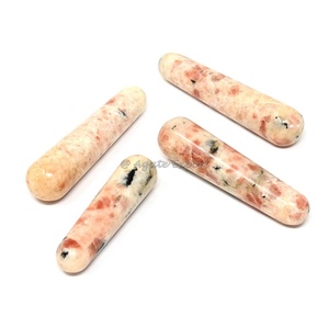 Pierre semi-précieuse Artisanat Baguette de massage en pierre de soleil Points de guérison des pierres précieuses Obélisque en cristal pour le massage - Product Image 1