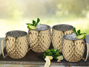 Finished Brass Material Drinkware Hammered Finished <b>Mugs</b> <b>Moscow</b> <b>Mule</b> <b>Mugs</b> for Sale - Product Image 2