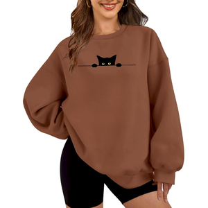 Sweat-shirt à col rond pour femme, imprimé, décontracté, marque privée, best-seller, manches longues, en coton. - Product Image 1