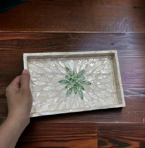 Decoración de mesa de bandeja con incrustaciones de perlas Madre en forma de rectángulo más vendida - Product Image 5