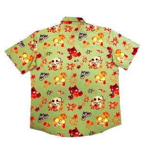 Men's Green Short Sleeve Cartoon Printed Casual <b>TShirt</b> Regular Fit Woven Fabric - Product Image 1