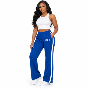 Ropa de la Hermandad Griega Zeta Phi Beta ZPB, Lista para Enviar, Pantalones Deportivos Anchos a Rayas con Bordado - Product Image 1