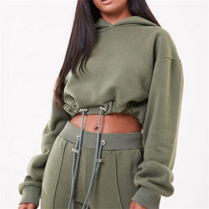 ladies crop hoodies fleece winter casual wear women cropped hoodies soft cotton streetwear style ladies crop hoodies - Product Image 4