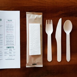Nouvel arrivage : Kit de couverts écologiques en bois de bouleau, ensemble fourchette, couteau, cuillère jetables pour l'emballage alimentaire commercial et l'utilisation aérienne - Product Image 3
