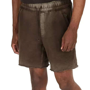High Quality Custom Sun Fade Acid Wash Solid Mid Waist <b>Canvas</b> Breathable Summer Men's Casual Shorts - Product Image 5