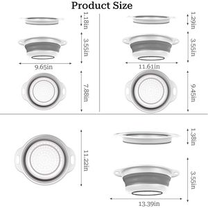 Juego de 3 Coladores Plegables Resistentes de PP+TPE, Escurridores de Cocina Plegables que Ahorran Espacio con Base Antideslizante - Product Image 2