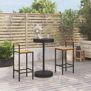 Conjunto de Barra de Jardín con Reposapiés Mediano en Ratán Sintético Negro, Muebles de Patio - Product Image 1
