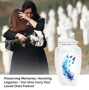 Urna Conmemorativa Decorativa con Diseño de Plumas para Cenizas Humanas, Urna de Cremación para Mujeres Adultas - Product Image 3