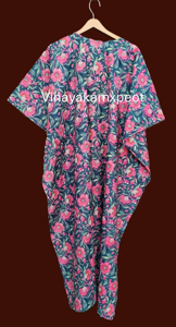 Vestido Kaftán Casual de Manga 3/4 con Cuello en V, Estilo Bohemio Floral, para Mujer, 100% Algodón - Product Image 3
