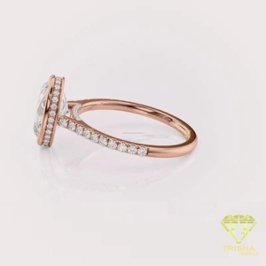 Bezel <b>Set</b> Oval Diamond Engagement <b>Ring</b> Gold Plated Wedding Jewelry - Product Image 3