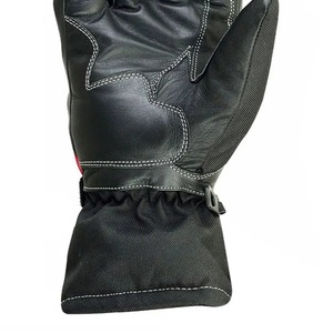 Leather Full Finger <b>Gloves</b> Winter Thermal Insulated Cycling Men Black <b>Red</b> Buckle Closure Hook Loop Closure Custom Riding - Product Image 3